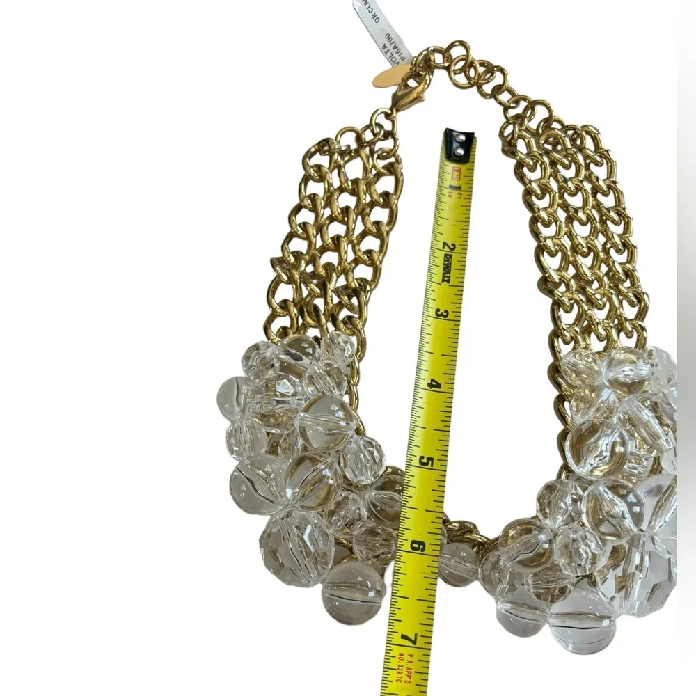 Anne Fontaine Lucite Bead On Clair Gold Tone Peter Pan Collar Volta Necklace 18”